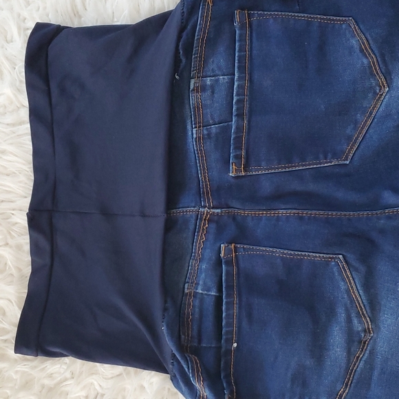 Blue Savvy Women’s Maternity Dark Blue Distressed Denim Pants Size Large - Picture 8 of 11